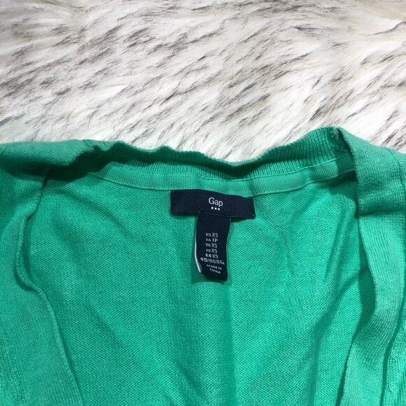 Gap Outlet solid green long sleeve button up cardigan sweater xs 100% cotton - Picture 4 of 6